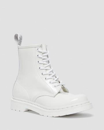 Botas con Cordones Dr Martens 1460 Mono Charol Cuero Mujer Blancos | MX 604UZG